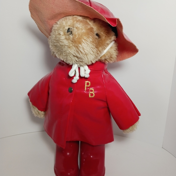 Vintage 1981 Paddington Bear  Stuffed Plush Red Rain Coat Hat By Eden Toys - Picture 2 of 12